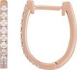 14K Gold Round Lab-Grown Diamond Accented U-Hoop Earrings – 13x12.33mm - Rose Gold