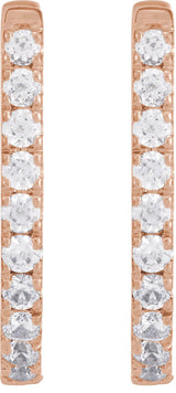 14K Gold Round Lab-Grown Diamond Accented U-Hoop Earrings – 13x12.33mm - Rose Gold - view 2