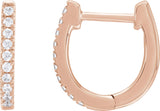 14K Gold Round Lab-Grown Diamond Accented U-Hoop Earrings – 13x12.33mm - Rose Gold