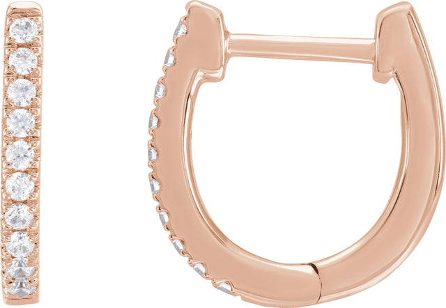 14K Gold Round Lab-Grown Diamond Accented U-Hoop Earrings – 13x12.33mm - Rose Gold