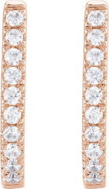 14K Gold Round Lab-Grown Diamond Accented U-Hoop Earrings – 13x12.33mm - Rose Gold - view 2