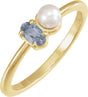 14K Gold Natural Gray Spinel Pearl & Gemstone Ring – 5x3 mm Oval - Yellow Gold