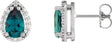 Platinum Lab-Grown Alexandrite Pear 4-Prong Halo-Style Low Stud Earring