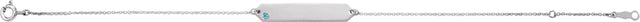 14K Gold Round Natural Blue Zircon Engravable Geometric Bracelet - White Gold - view 2