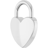 14K Gold Engravable Heart Lock Necklace or Pendant - White Gold - view 2