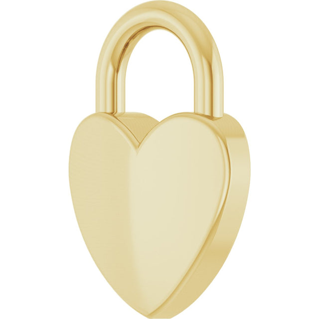 14K Gold Engravable Heart Lock Necklace or Pendant - Yellow Gold - view 2