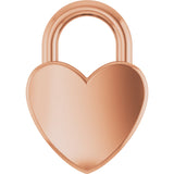 14K Gold Engravable Heart Lock Necklace or Pendant - Rose Gold