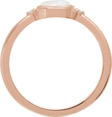 14K Gold Natural White Opal Bezel-Set Cabochon Ring – .03 CTW - Rose Gold - view 2