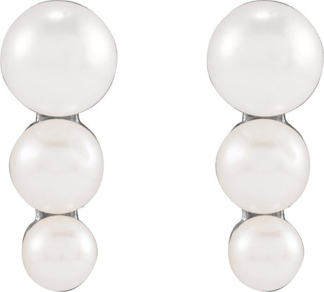 Platinum Cultured White Freshwater Pearl Pearl Earrings - view 2