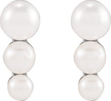 14K Gold Cultured White Freshwater Pearl Pearl Earrings – 3mm Stones - White Gold - view 2