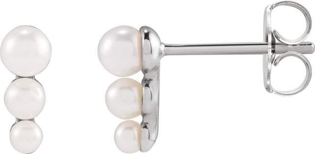 Platinum Cultured White Freshwater Pearl Pearl Earrings