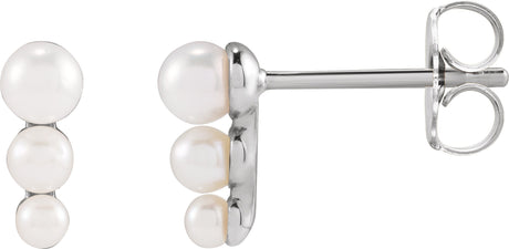14K Gold Cultured White Freshwater Pearl Pearl Earrings – 3mm Stones - White Gold