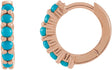 14K Gold Round Natural Turquoise Cabochon Hinged Hoop Earrings - Rose Gold