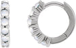 Platinum Round Natural Rainbow Moonstone Cabochon Hinged Hoop Earrings