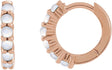 14K Gold Round Natural Rainbow Moonstone Cabochon Hinged Hoop Earrings - Rose Gold
