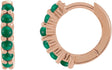 14K Gold Round Natural Emerald Cabochon Hinged Hoop Earrings - Rose Gold
