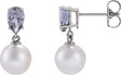 Platinum Cultured White Akoya Pearl & Natural Tanzanite Pearl Earrings