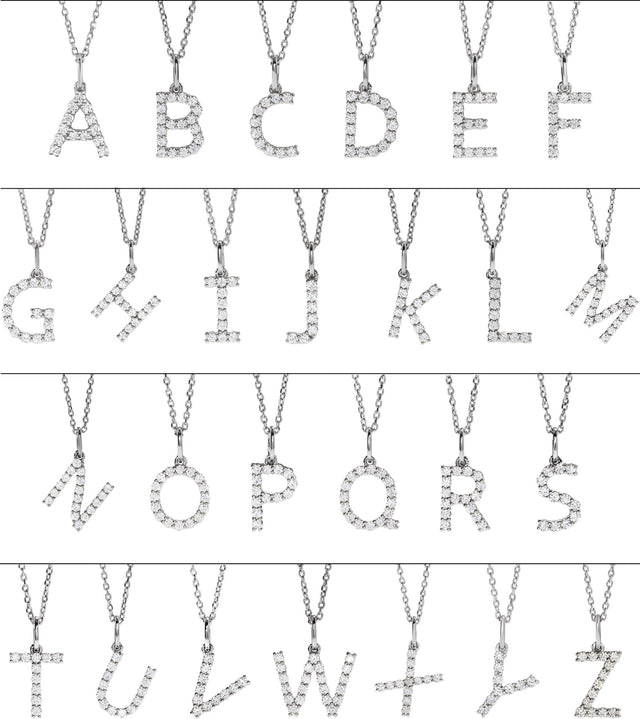 14K Gold Round Lab-Grown Diamond Accented Initial Necklace – up to 1/8 CTW - White Gold - view 2