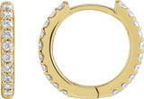 14K Gold Round Lab-Grown Diamond Accented Huggie Earrings - Yellow Gold
