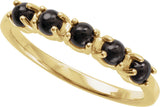 14K Gold Natural Black Onyx Cabochon Stackable Ring – 3 mm Round - Yellow Gold - view 4