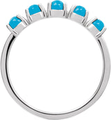14K Gold Natural Turquoise Cabochon Stackable Ring - White Gold - view 2