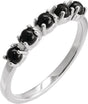 Platinum Natural Black Onyx Cabochon Stackable Ring – 3 mm Round