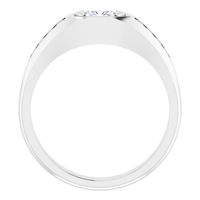14K Gold Lab-Grown Diamond Beveled-Edge Bezel-Set Band - White Gold - view 2