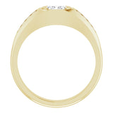 14K Gold Lab-Grown Diamond Beveled-Edge Bezel-Set Band - Yellow Gold - view 2
