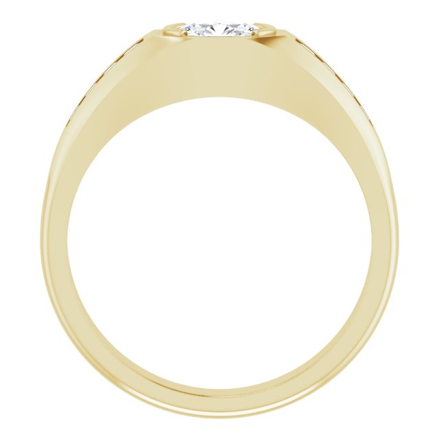 14K Gold Lab-Grown Diamond Beveled-Edge Bezel-Set Band - Yellow Gold - view 2