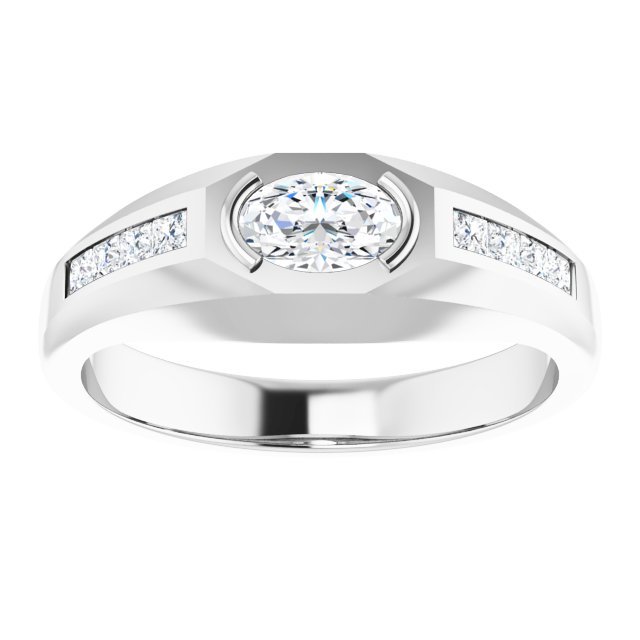 Platinum Lab-Grown Diamond Beveled-Edge Bezel-Set Band - view 3
