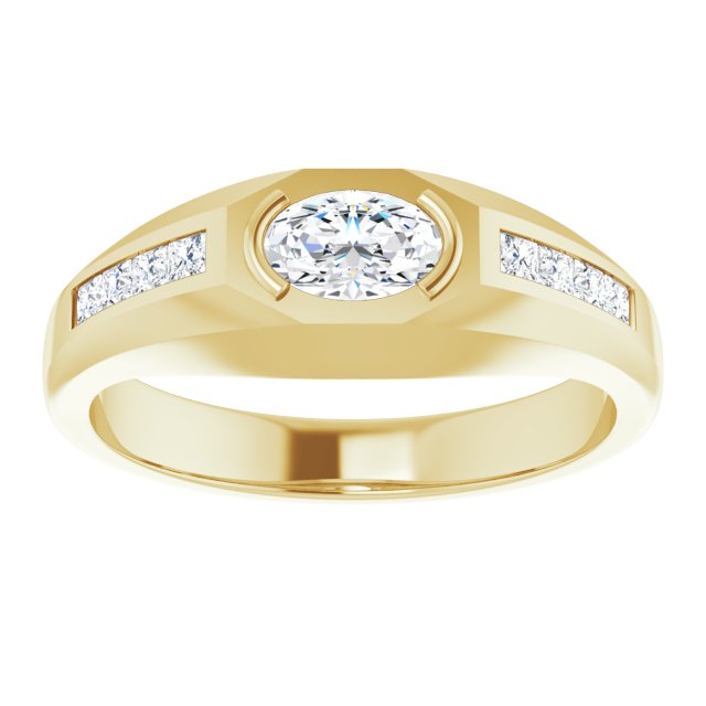 14K Gold Lab-Grown Diamond Beveled-Edge Bezel-Set Band - Yellow Gold - view 3