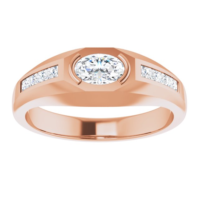14K Gold Lab-Grown Diamond Beveled-Edge Bezel-Set Band - Rose Gold - view 3