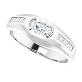 14K Gold Lab-Grown Diamond Beveled-Edge Bezel-Set Band - White Gold - view 5