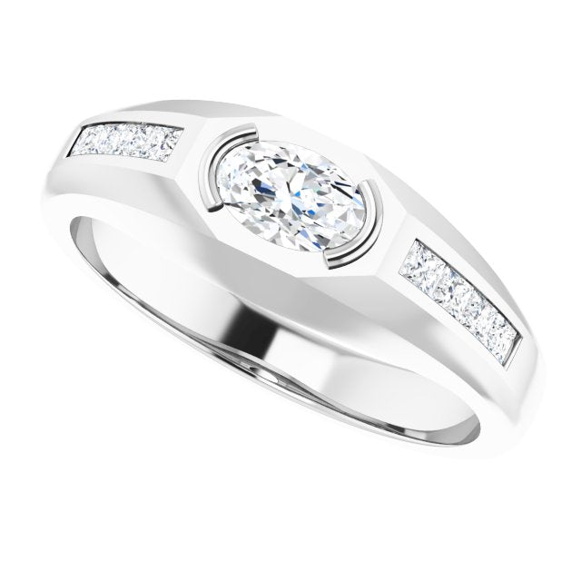 14K Gold Lab-Grown Diamond Beveled-Edge Bezel-Set Band - White Gold - view 5