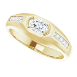 14K Gold Lab-Grown Diamond Beveled-Edge Bezel-Set Band - Yellow Gold - view 5