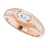 14K Gold Lab-Grown Diamond Beveled-Edge Bezel-Set Band - Rose Gold - view 5