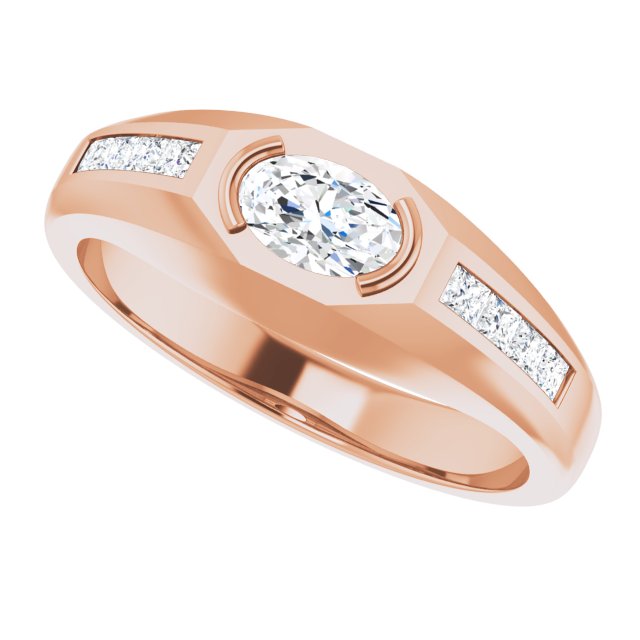 14K Gold Lab-Grown Diamond Beveled-Edge Bezel-Set Band - Rose Gold - view 5