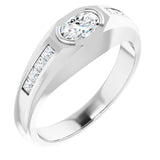 14K Gold Lab-Grown Diamond Beveled-Edge Bezel-Set Band - White Gold
