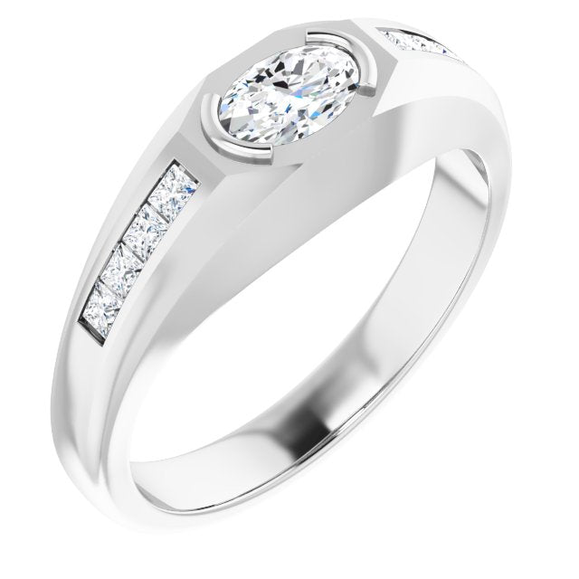 Platinum Lab-Grown Diamond Beveled-Edge Bezel-Set Band