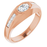 14K Gold Lab-Grown Diamond Beveled-Edge Bezel-Set Band - Rose Gold