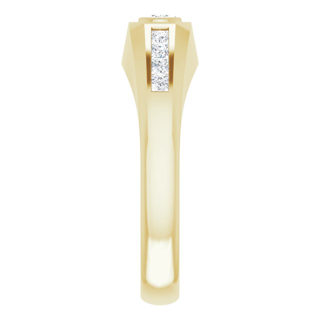 14K Gold Lab-Grown Diamond Beveled-Edge Bezel-Set Band - Yellow Gold - view 4