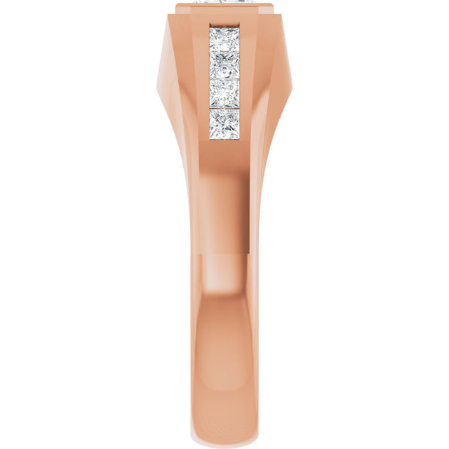 14K Gold Lab-Grown Diamond Beveled-Edge Bezel-Set Band – 9/10–1 5/8 CTW - Rose Gold - view 4