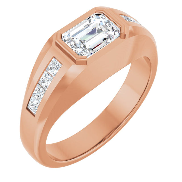 14K Gold Lab-Grown Diamond Beveled-Edge Bezel-Set Band – 9/10–1 5/8 CTW - Rose Gold