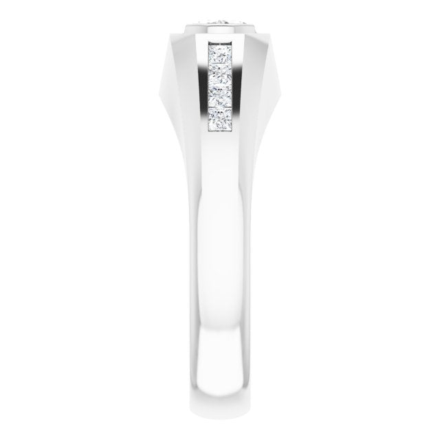 Platinum Lab-Grown Diamond Beveled-Edge Bezel-Set Band - view 4