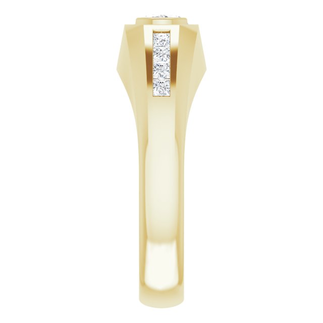 14K Gold Lab-Grown Diamond Beveled-Edge Bezel-Set Band - Yellow Gold - view 4