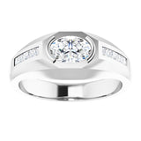14K Gold Lab-Grown Diamond Beveled-Edge Bezel-Set Band - White Gold - view 3