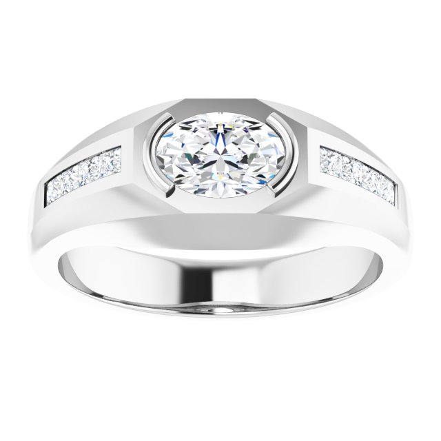 Platinum Lab-Grown Diamond Beveled-Edge Bezel-Set Band - view 3