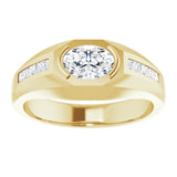 14K Gold Lab-Grown Diamond Beveled-Edge Bezel-Set Band - Yellow Gold - view 3