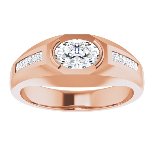 14K Gold Lab-Grown Diamond Beveled-Edge Bezel-Set Band - Rose Gold - view 3