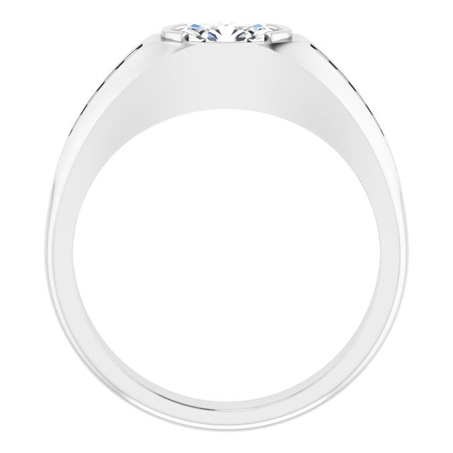 Platinum Lab-Grown Diamond Beveled-Edge Bezel-Set Band - view 2
